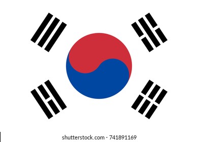 Bandera simple de Corea del Sur, bandera coreana. Tamaño correcto, proporción, colores