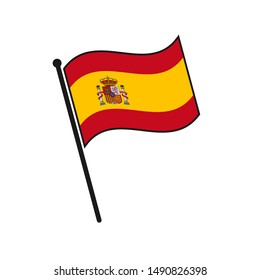 Simple flag Spain icon isolated on white background