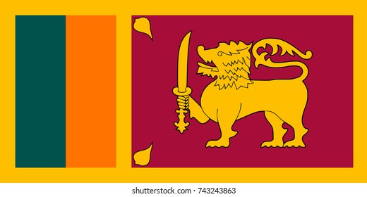 Simple flag of Sri Lanka. Correct size, proportion, colors