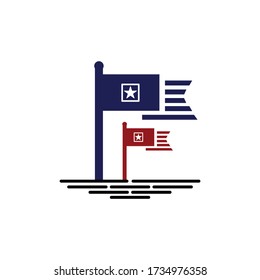 simple flag with star logo design vector