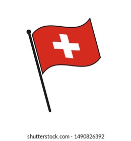 Simple flag Switzerland icon isolated on white background