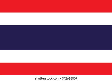 Simple flag of Thailand. Thai flag. Correct size, proportion, colors