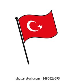 Simple flag Turkey icon isolated on white background