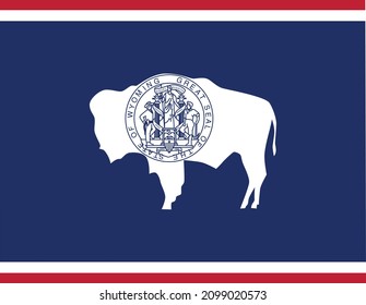 Simple flag vector administrative map of the Federal State of Wyoming, USA