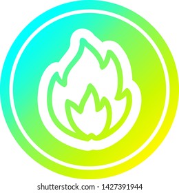 icono circular de llama simple con acabado degradado fresco