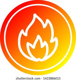 simple flame circular icon with warm gradient finish