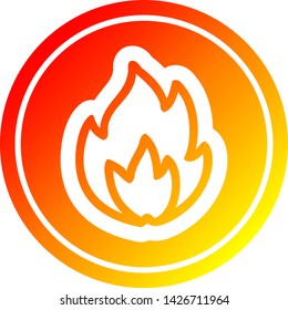 simple flame circular icon with warm gradient finish