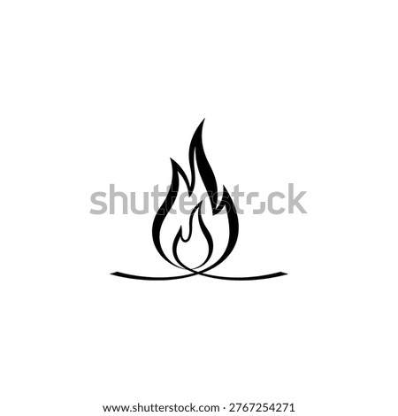 Simple flame icon in black color