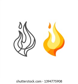 simple flame icon , flame logo design inspiration . line art flame icon