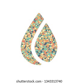 Simple flame. Nature icon. Colored mosaic with polygons