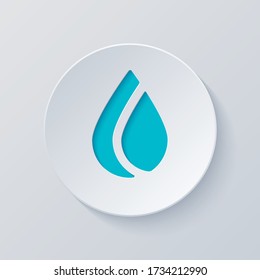 Simple flame. Nature icon. Cut circle with gray and blue layers. Paper style
