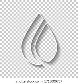 Simple flame. Nature icon. White outline sign with shadow on transparent background