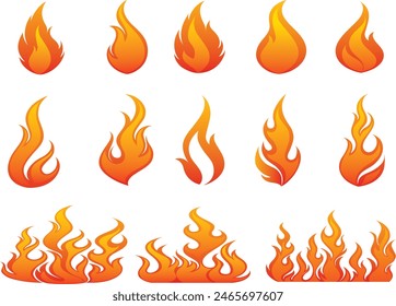 Simple flame vector icons in flat style editable