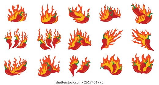 Simple Flaming Chili Pepper Flat Illustration