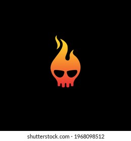 A simple flaming skull logo design showing a human skull morphing 
into flames where hair would normally be. Power in simplicity.
