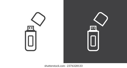Simple Flash Disk Vector Icon, flash drive line icon, Outline flash disk icon vector. Thin line symbol for use on web and mobile apps, Data storage icon in line style, Mobile device components 