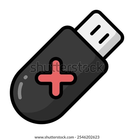 Simple Flash Drive colorful icon. The icon can be used for websites, print templates, presentation templates, illustrations, etc