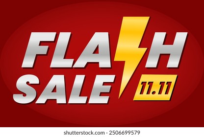 Diseño Simple De La Venta Del Flash Con Color Plateado Y Fondo Rojo