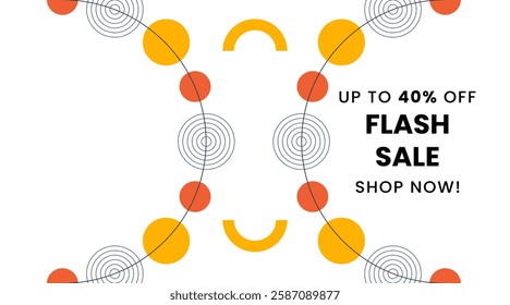 Simple Flash sale geometric background with 40% percent discount