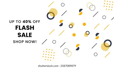 Simple Flash sale geometric background with 40% percent discount