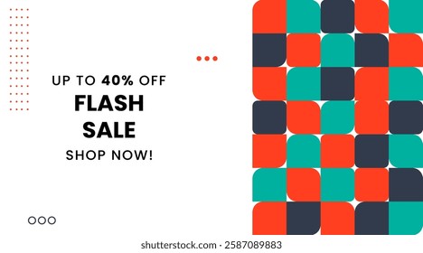 Simple Flash sale geometric background with 40% percent discount