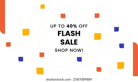Simple Flash sale geometric background with 40% percent discount