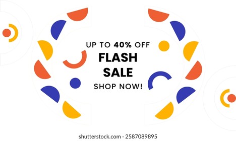 Simple Flash sale geometric background with 40% percent discount