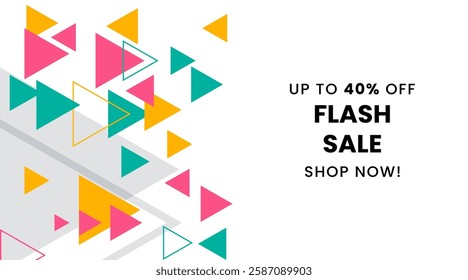 Simple Flash sale geometric background with 40% percent discount
