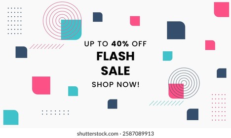 Simple Flash sale geometric background with 40% percent discount