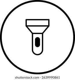 Simple flashlight icon in black and white, perfect for app design and usability