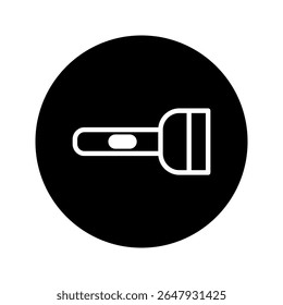 Design de ícone de vetor de lanterna simples com iluminação e tecnologia em um fundo escuro com linhas brancas