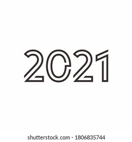 Einfache flache 2021 Neujahrsdesign, 2021 Zahlungstext-Illustration mit einmaligem, übersichtlichem Vorlagenvektor
