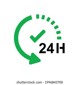 Simple flat 24 hours service Icon Vector