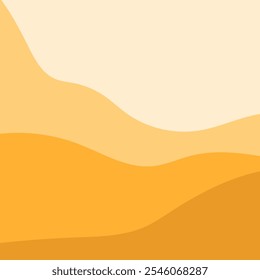 A simple flat 2D geometric illustration of a serene field beneath a clear sky in shades of yellow.