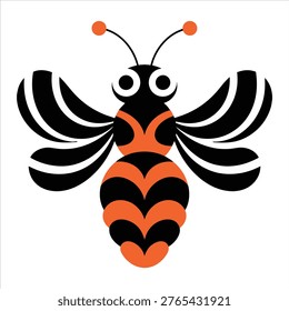 Simple Flat 2D Honey Bee Illustration – Minimal Vector Icon