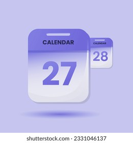 Icono simple de calendario 3d plano, vectores de plan y tiempo de reunión, programación de citas, administración de eventos