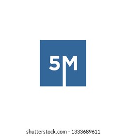 Simple Flat 5 M Logo Design Template