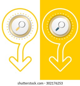 Simple flat abstract arrow and magnifier