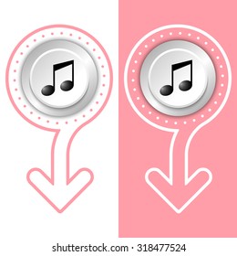 Simple flat abstract arrow and music symbol