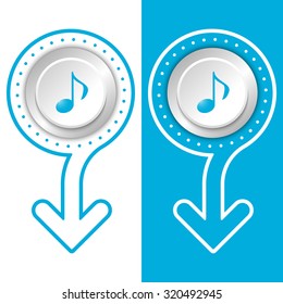Simple flat abstract arrow and music symbol