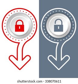 Simple flat abstract arrow and padlock