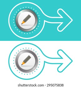 Simple flat abstract arrow and pencil