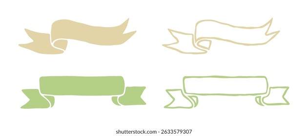 Anuncio de cinta dibujado a mano simple, plano, abstracto, colorido. Un elemento de diseño para una tarjeta de invitación o celebración. Ilustración vectorial
