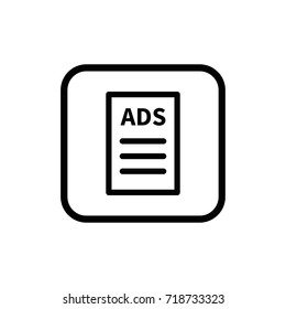 Simple flat advertising flyer linear pictogram. Advertisement outline vector icon.