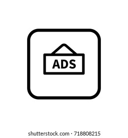Simple flat advertising signboard linear pictogram. Advertisement outline vector icon.