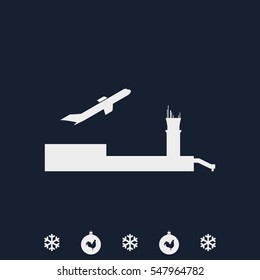 Simple flat airport with plane icon.