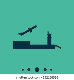 Simple flat airport with plane icon.