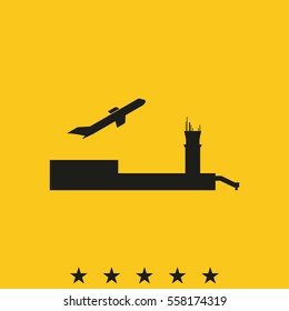 Simple flat airport with plane icon.