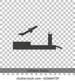 Simple flat airport with plane icon.