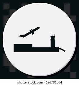 Simple flat airport with plane icon.